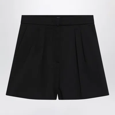 Max Mara Black Stretch Cotton Satin Shorts