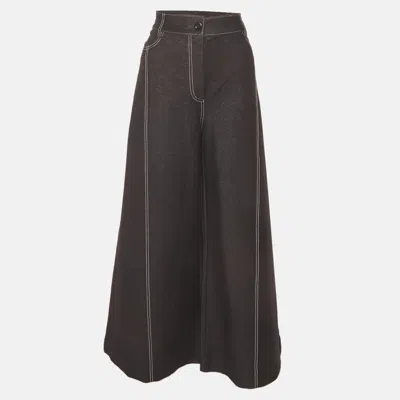 Pre-owned Max Mara Black Stretch Denim Wide Leg Jeans Xl/ Waist 35"