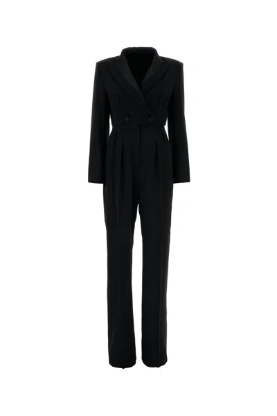 MAX MARA BLACK STRETCH WOOL MINCIO JUMPSUIT