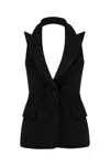 MAX MARA BLACK STRETCH WOOL VEST