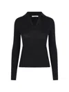 Max Mara Navy Knitted Shirt Collar Sweater In Black