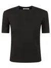 Max Mara Black T-shirt With Embossed Logo In Black