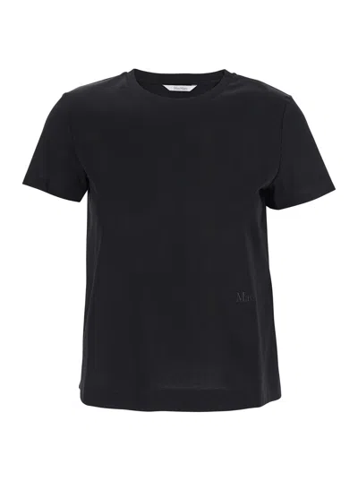 Max Mara Black T-shirt With Logo Embroidered On The Front In Cotton Woman