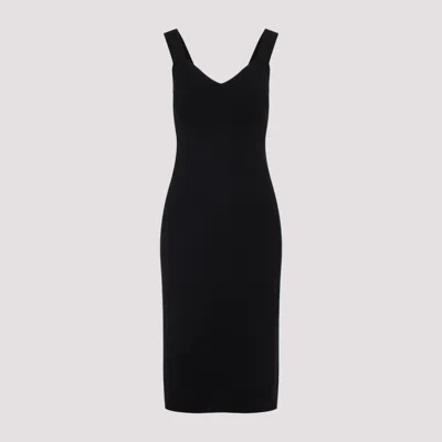 Max Mara Black Teak Compact Viscose Midi Dress
