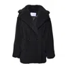 Max Mara Black Teddy Coat In Alpaca And Black Wool In Black