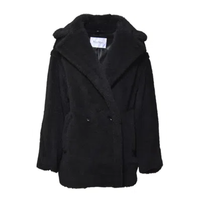 MAX MARA MAX MARA BLACK TEDDY COAT IN ALPACA AND BLACK WOOL