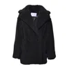Max Mara Black Teddy Coat In Alpaca And Black Wool