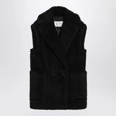 Max Mara Black Teddy Gilet In Alpaca And Wool