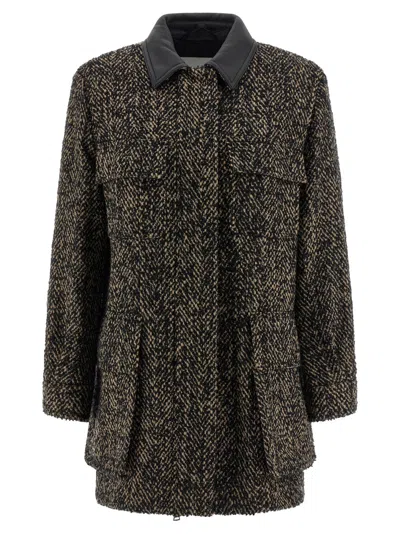 MAX MARA WOMEN BLACK TEXTURED POINTED COLLAR JACKET, XS LUXURY JACKETS FOR WOMEN DARVEYS