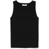 Max Mara Fitted Black Tank Top With Embossed Branding In Black