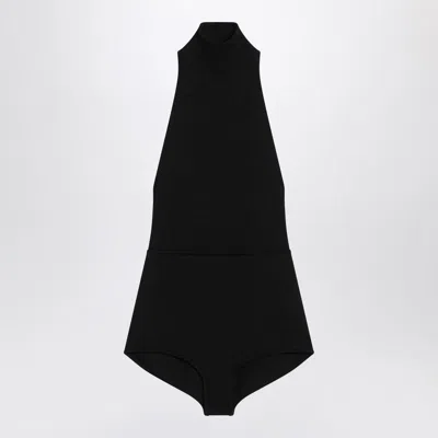 MAX MARA MAX MARA  BLACK TURTLENECK BODYSUIT IN VISCOSE CRÊPE