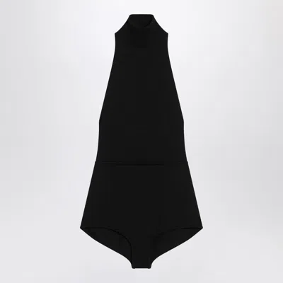 Max Mara Black Turtleneck Bodysuit In Viscose Crêpe