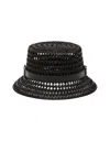 Max Mara Cappello Bucket In Rafia In Black