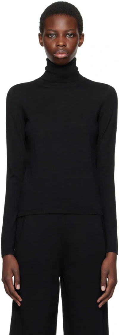 Max Mara Black Veloce Turtleneck In Blue