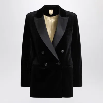 MAX MARA BLACK VELVET DOUBLE-BREASTED JACKET