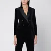 Max Mara Black Velvet Double-breasted Jacket In Black