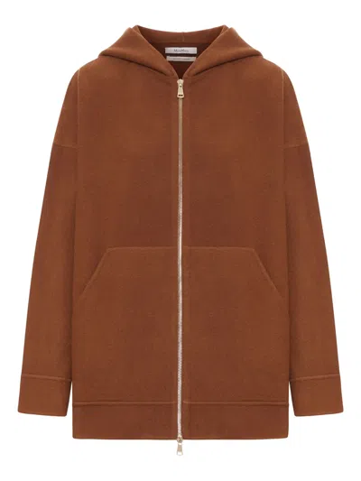 Max Mara Black Virgin Wool Cashmere Zip In Brown