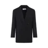 Max Mara Double-breasted Wool Jacket With Pinstripe Design In Black