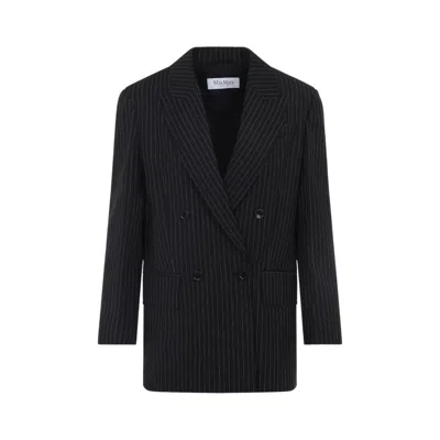 MAX MARA BLACK VIRGIN WOOL DOUBLE-BREASTED MATTIA JACKET