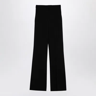 Max Mara Zigote Virgin Wool Trousers Black In White