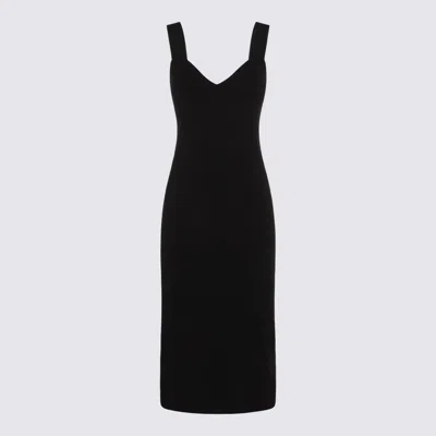 MAX MARA BLACK VISCOSE MIDI DRESS