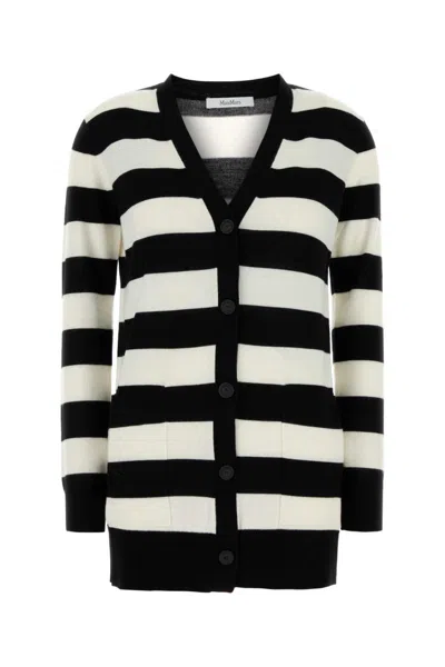 Max Mara Black V-neck Cardigan In Multi