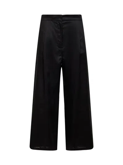 Max Mara Black Washed Ramie Canvas Msttartufo Cropped Trousers