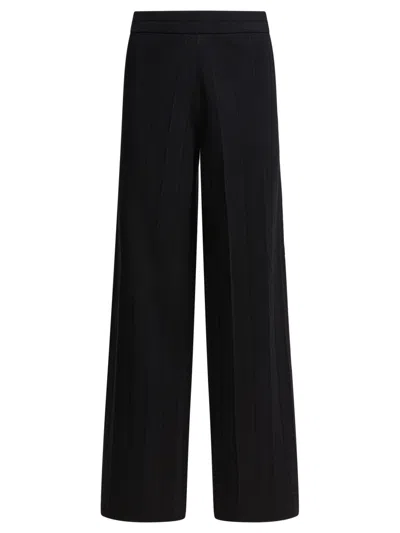 Max Mara Black Wide-leg Trousers With Vertical Ribbing