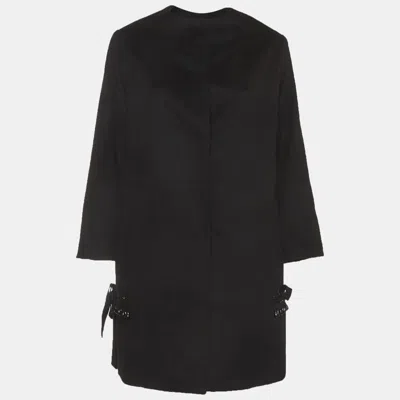 Pre-owned Max Mara Black Wool Beaded Mid Length Coat M