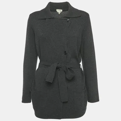 Pre-owned Max Mara Black Wool Belted Cardigan M