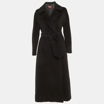 Pre-owned Max Mara Black Wool Belted Long Coat M
