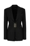 Max Mara Virgin Wool Tassel-fastened Blazer In Nero