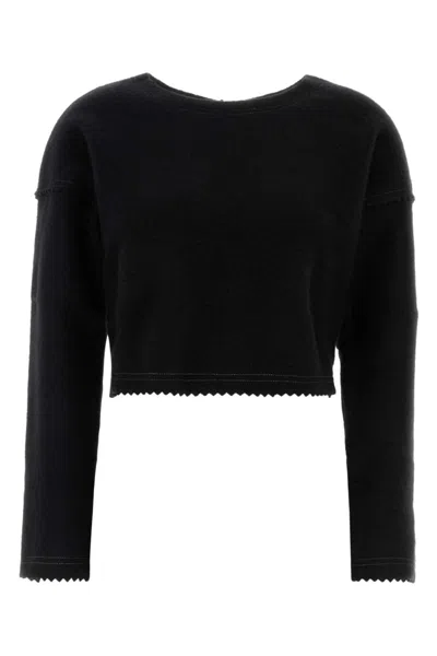 MAX MARA BLACK WOOL BLEND CRESPO SWEATER
