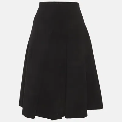 Pre-owned Max Mara Black Wool Blend Flared Skirt L