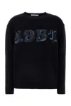 Max Mara Black Wool Blend Plata Sweater In Blu Marino