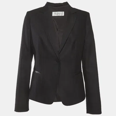 Pre-owned Max Mara Black Wool Blend Single Breasted Blazer M