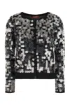 Max Mara Studio Necton Sequin Embellished Knit Cardigan In Black