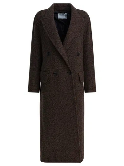Max Mara Black Wool Cashmere Coat In Brown