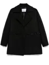 Max Mara Luxe Wool Coat Crystal Embellishment In Black