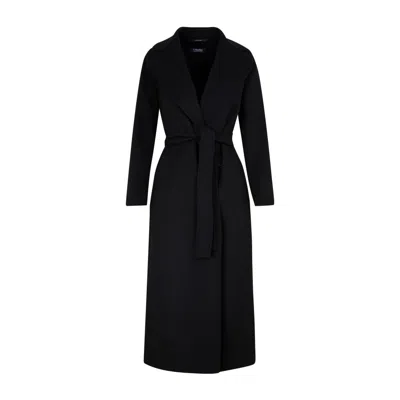 Max Mara Dark Grey Melange Poldo Wool Coat In Black