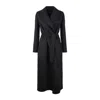 Max Mara Black Wool Drap Robe Coat In Black