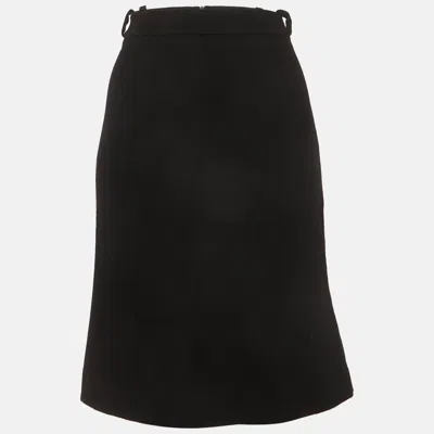 Pre-owned Max Mara Black Wool Felt Pencil Skirt Xs