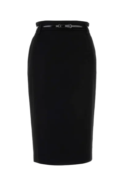 Max Mara Black Wool Ginseng Skirt