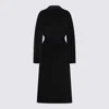 Max Mara Double-breasted Coat With Belt Coats Blue In Black