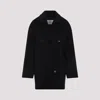 Max Mara Double-breasted Wool Cashmere Coat With Notched Collar In Black