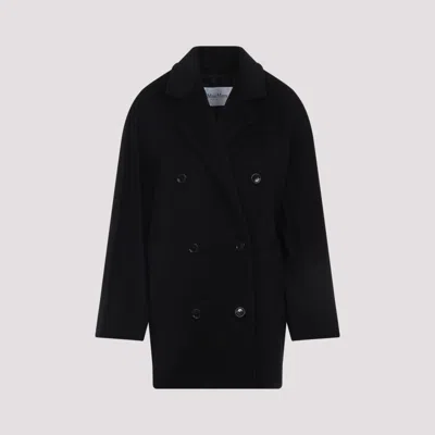 MAX MARA BLACK WOOL REBUS COAT