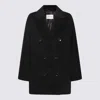 Max Mara Double-breasted Wool Cashmere Coat With Notched Collar In Black