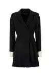 Max Mara Sella Wool Gabardine Mini Dress In Nero