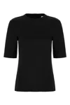 Max Mara Peter Wool T-shirt With Embossed Frontal Logo In Nero