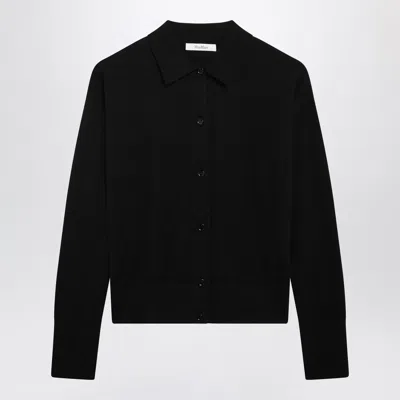 Max Mara Navy Wool-blend Cardigan In Black